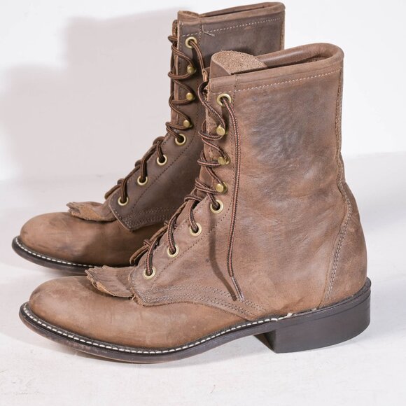 Laredo Roper Lace Up Boot in Distressed Brown - 7 - Picture 2 of 5